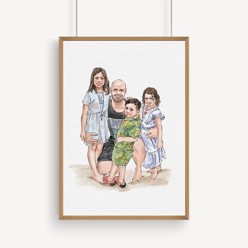 Personalized Hand-Drawn Painting from photo Custom Watercolor Family Portrait from photo Mother Father Gift from Daugther