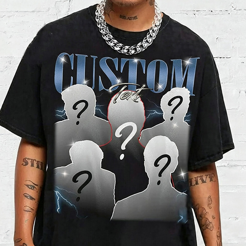 Personalized I Love My Girlfriend Bootleg Style Classic T-Shirt Custom Text Boyfriend Photo Tee Couple Face Rap Style Shirt Valentine's Day Gift for Him Her