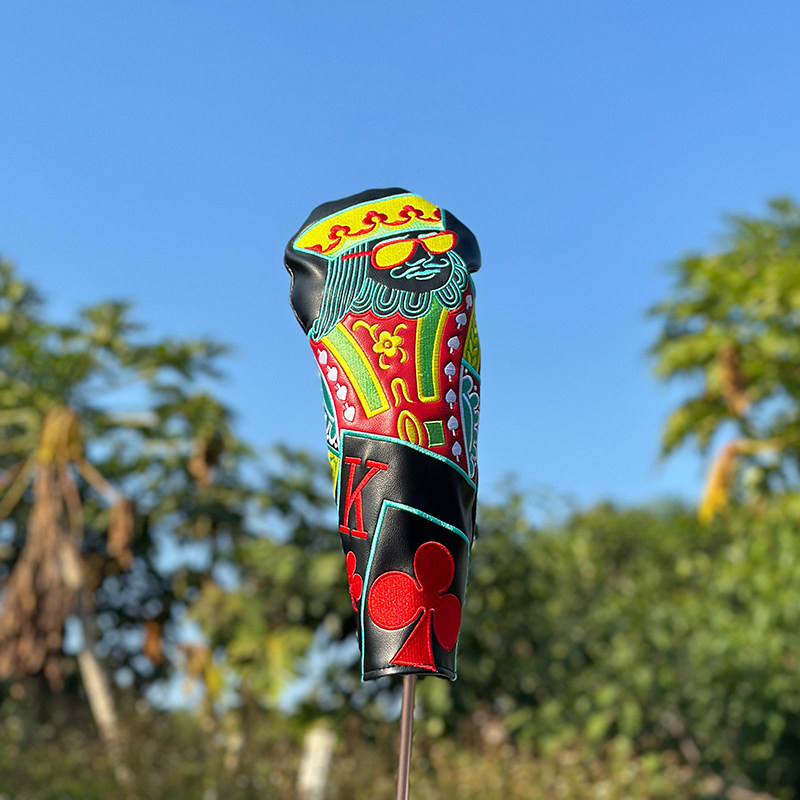 Golf Club Cover JQK Playing Cards King No. 1 Club Head Fairway Wood Cover