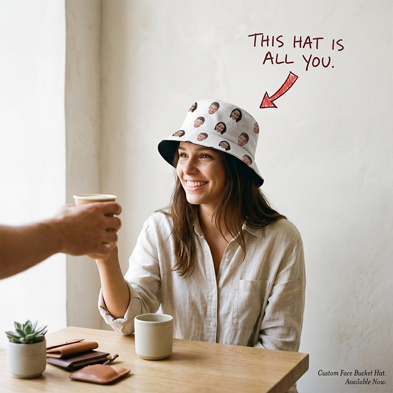 Personalized Photo Face Bucket Hat Custom Photo Sun Hat Gift Couple Gift Summer Gift for Her Wife Girlfriend Gift