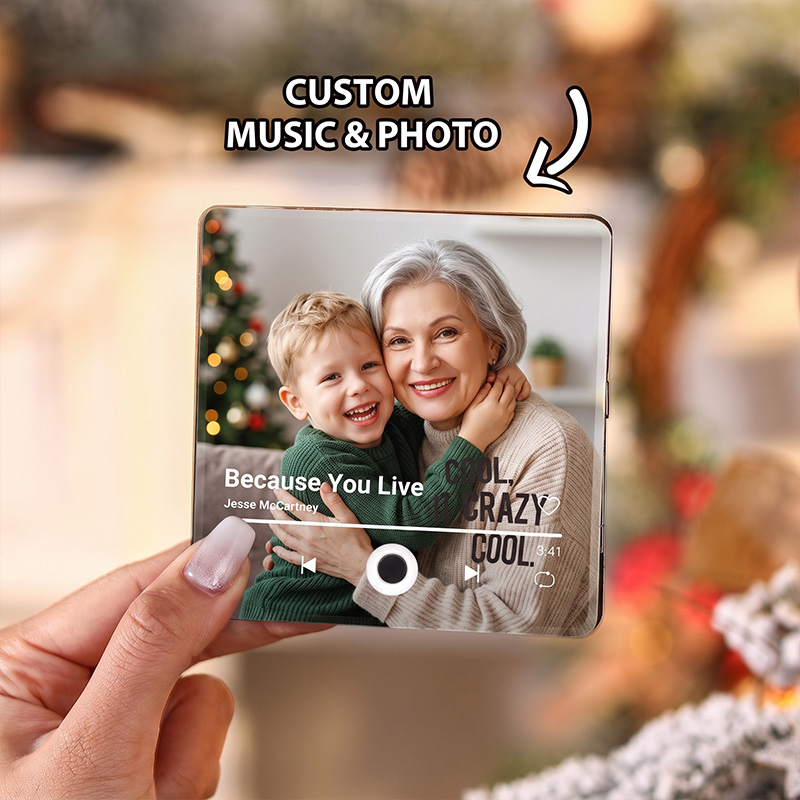 Personalized Music Fridge Magnet Custom Family Photo & Music Fridge Magnet Play Whole Song Music Box Voicemail Keepsake Birthday Christmas Gift for Family