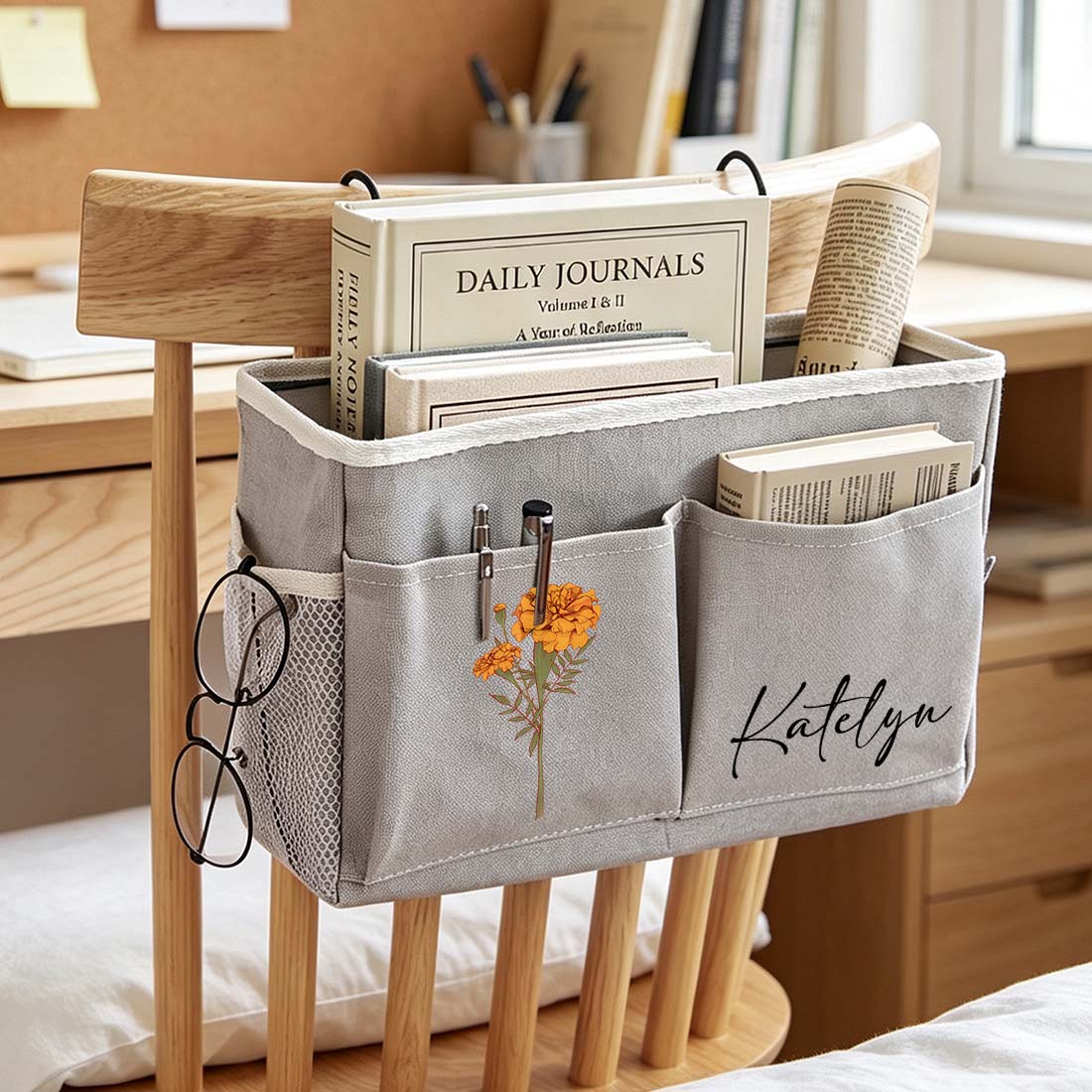 Clip-On Bedside Storage Bag Dorm Room Nightstand Organizer