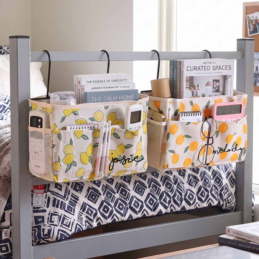 Bedside Storage Rack Dorm Room Storage Hanging Bag Fabric Hanging Basket for College Students