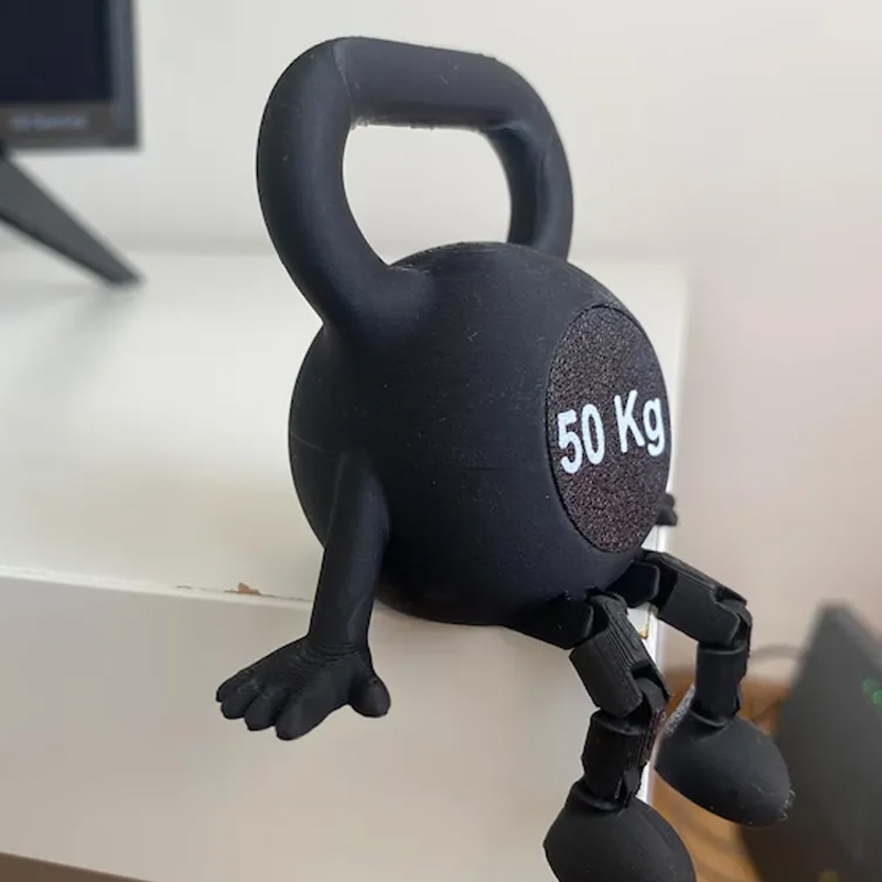 Personalized 3D Printed Kettlebell Desk Decor with Articulated Legs Fitness Gym Miniature Figurine Gift for Friends Gym Rat Gym Lovers