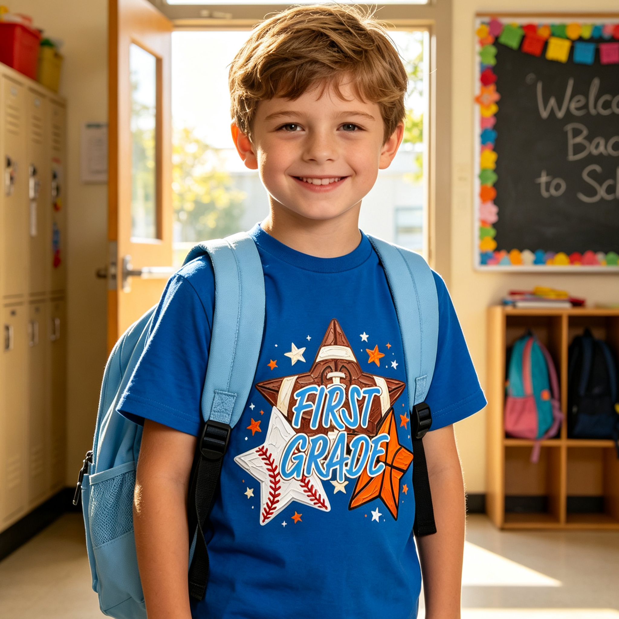 Personalized Sports Star Kids T-Shirt Oil Painting Print Back To School  Gift for Kids