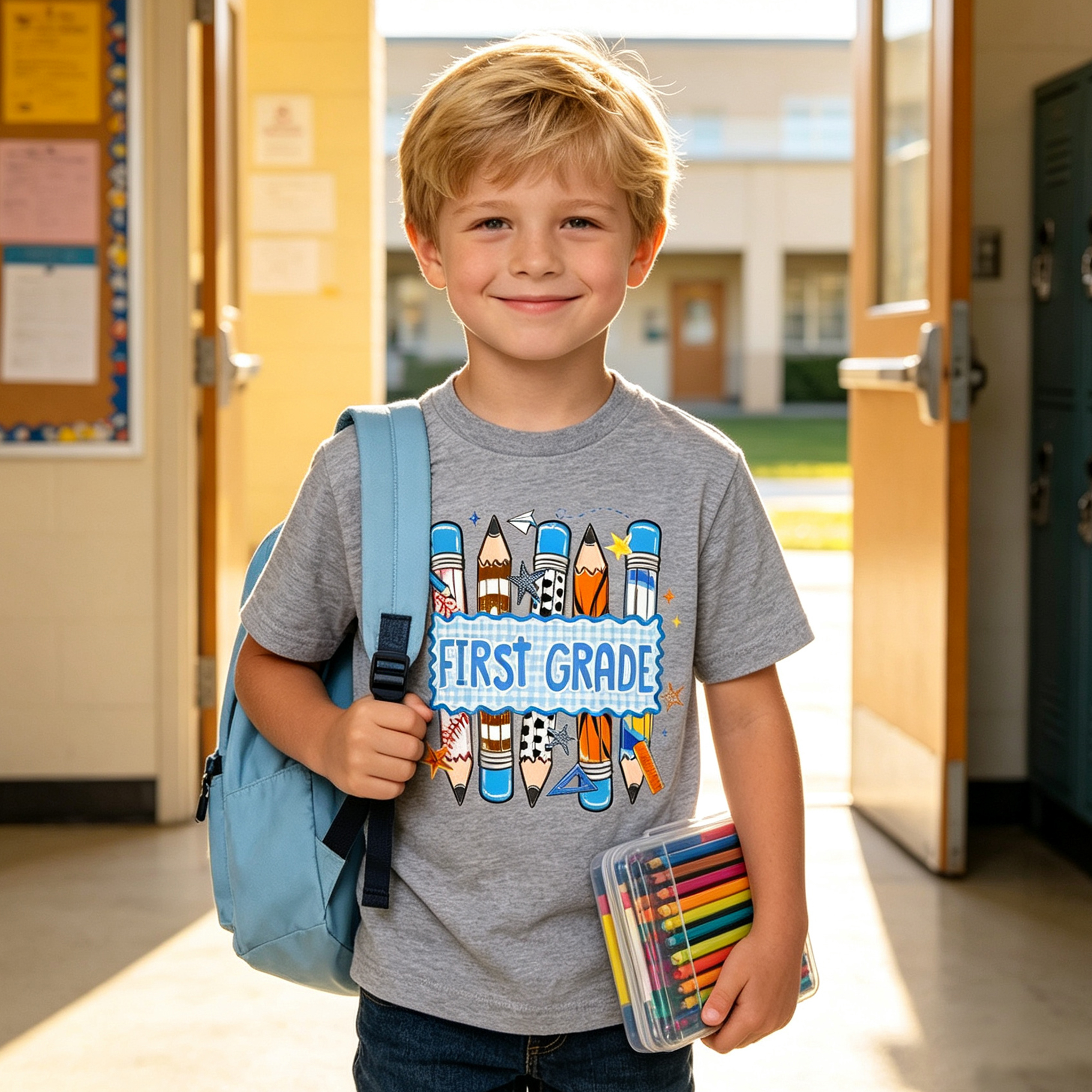 Personalized Sports Pencil Graphic Kids T-Shirt Back To School  Gift for Kids