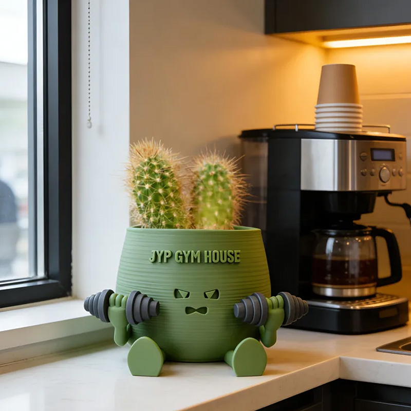 Personalized 3D Printed Official Happy Face Planter Plant Pot Weightlifter Strength Trainer Airplant Succulent Holder Gift for Friends Gym Rat Gym Lovers