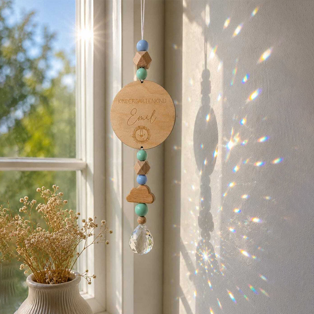 Personalized Suncatcher with Name Gift for Schoolchild Kindergarten Child Rainbow Window Hanging
