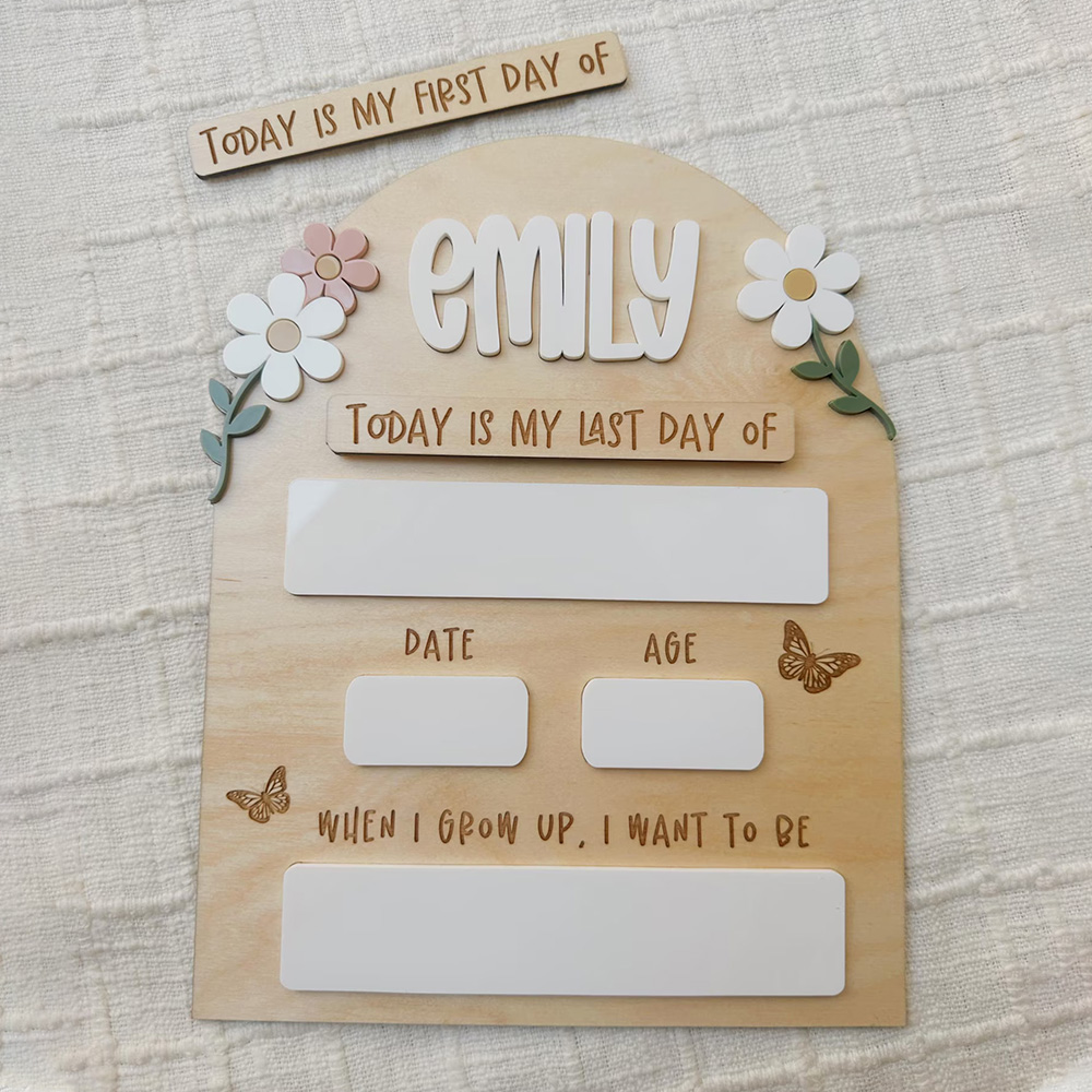 Personalized Floral First Day of School Sign Last Day of Sign Back to School Sign