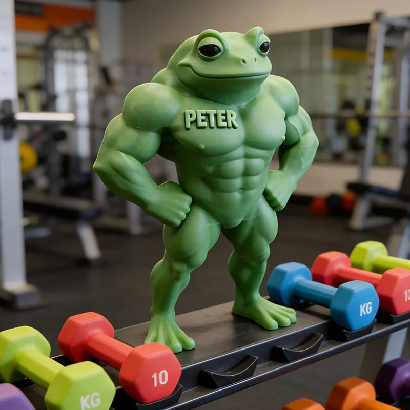 Personalized 3D Printed Hench Frog Muscular Gym Gift Desk Mascot Weightlifter Strength Trainer Desk Decor Gift for Friends Gym Rat Gym Lovers