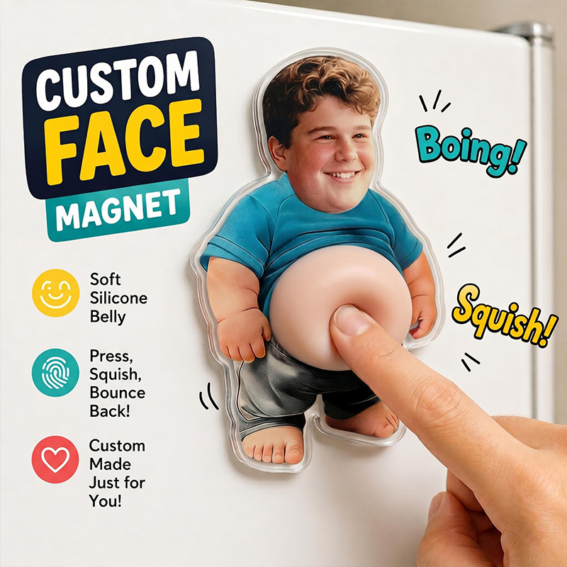 Personalized Funny Daddy Squishy Belly Anti-collision Acrylic Fridge Magnet Dad Birthday Gift For Him Custom Dad Photo Magnet