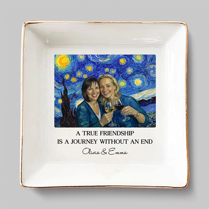 Personalized A True Friend is A Journey Without an End Jewelry Dish Friendship Jewelry Dish for Her Bestie Unique gift