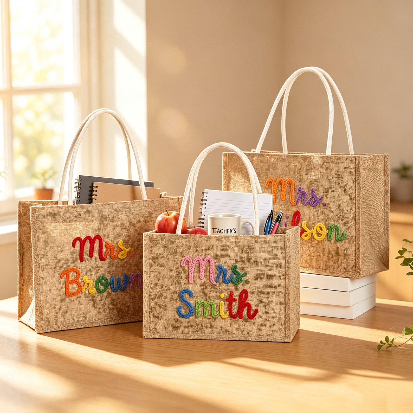 Personalized Teacher Tote Bag Custom Teacher Name Appreciation Gift Back to School Gift for Teacher