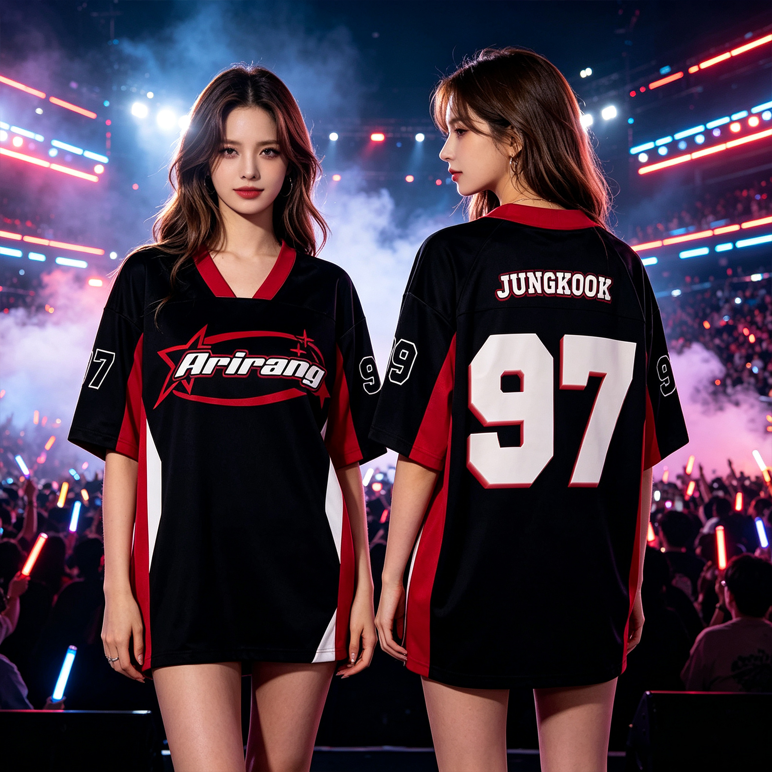 Kpop Drop Shoulder Football Mesh Jersey Bang Tan Arirang World Tour Concert Outfit for Fans