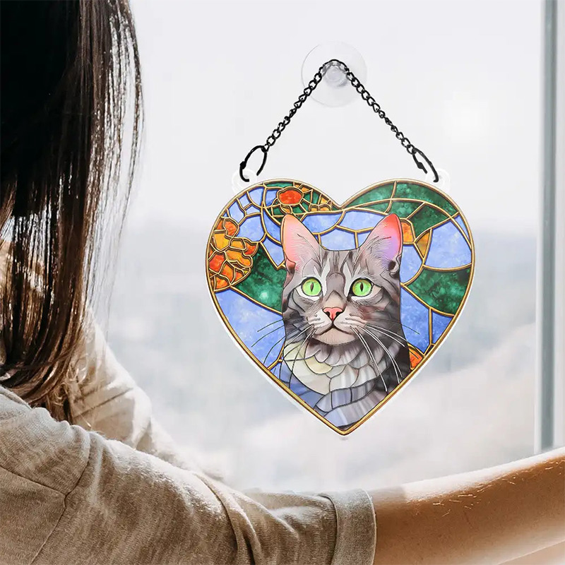 Personalized Photo Stained Glass Portrait Mom Grandma Parents Family Custom Window Hanging Suncatcher Ornament Thanks Giving Day Gift
