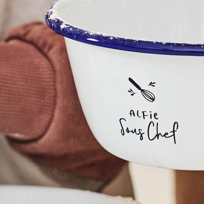 Personalized Daddy And Me Mixing Bowl Set Custom Enamel Bowl Set with Name Engraved Gift for Family Dad Kids Cooking Lover Gifts