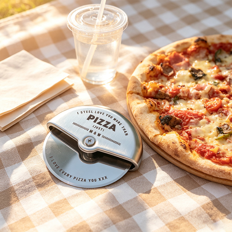 Personalized Couples 11th Steel Anniversary Pizza Cutter Engraved Pizza Cutter Wheel  Engraved Stainless Steel Pizza Tool Custom Kitchen Gift for Him Her Couples Newlyweds Kitchen Gift
