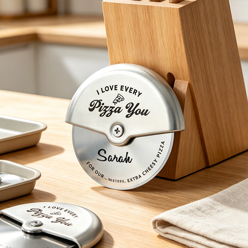 Personalized Couples 11th Steel Anniversary Pizza Cutter Engraved Pizza Cutter Wheel  Engraved Stainless Steel Pizza Tool Custom Kitchen Gift for Him Her Couples Newlyweds Kitchen Gift