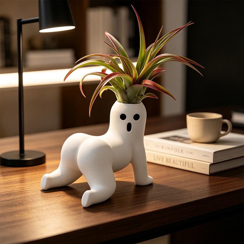 Creepy Crawler Ghost Air Plant Holder  Funny 3D Printed Humanoid Planter Unique Tillandsia Display Vase Weird Desk Decor Funny Gift For Wife from Husband