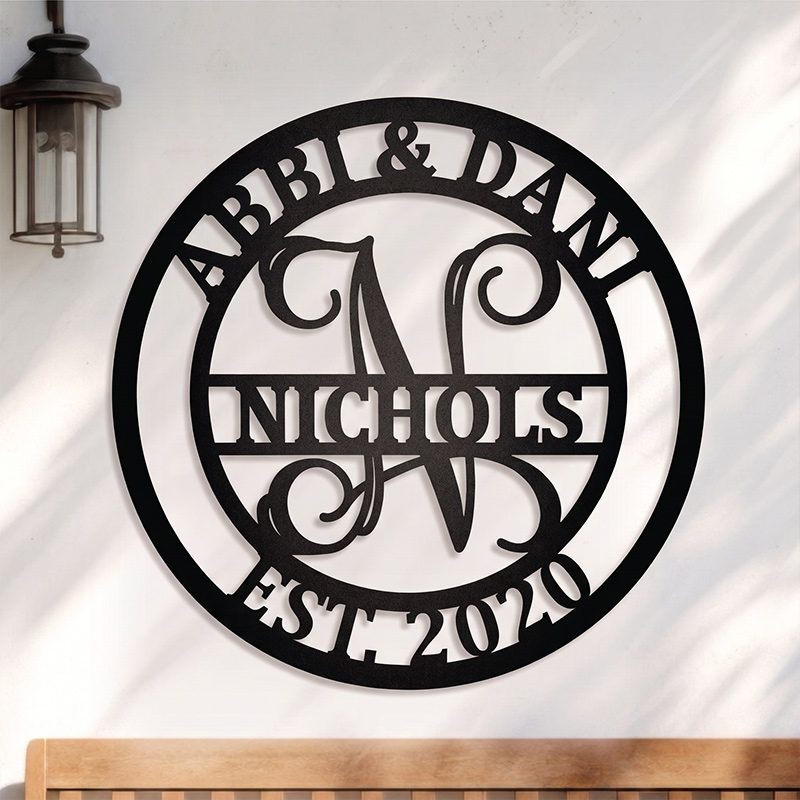 Personalized Family Name Metal Sign Custom Initial Metal Monogram Last Name Sign Family Gift Housewarming Gift Home Decor 