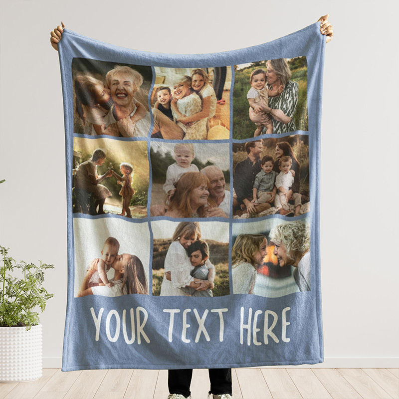 Personalized Photo Blanket Collage Family Picture Blanket With Text Memorial Blanket Birthday Gift for Family