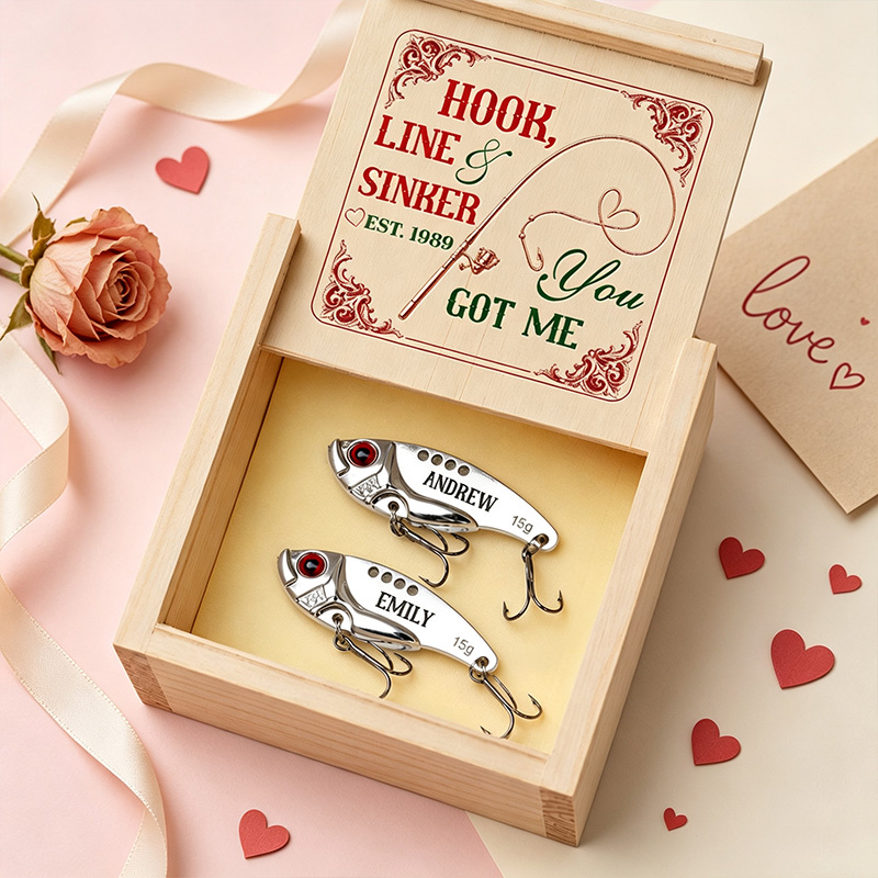 Personalized Hooked on You Forever Fishing Lure for Couple