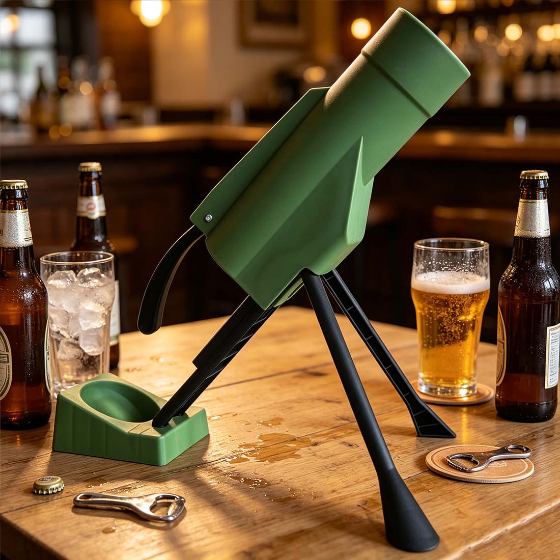 Beer Bottle Opener Mortar Military-Style Cap Launcher Unique Gift for Men Dad & Beer Lovers