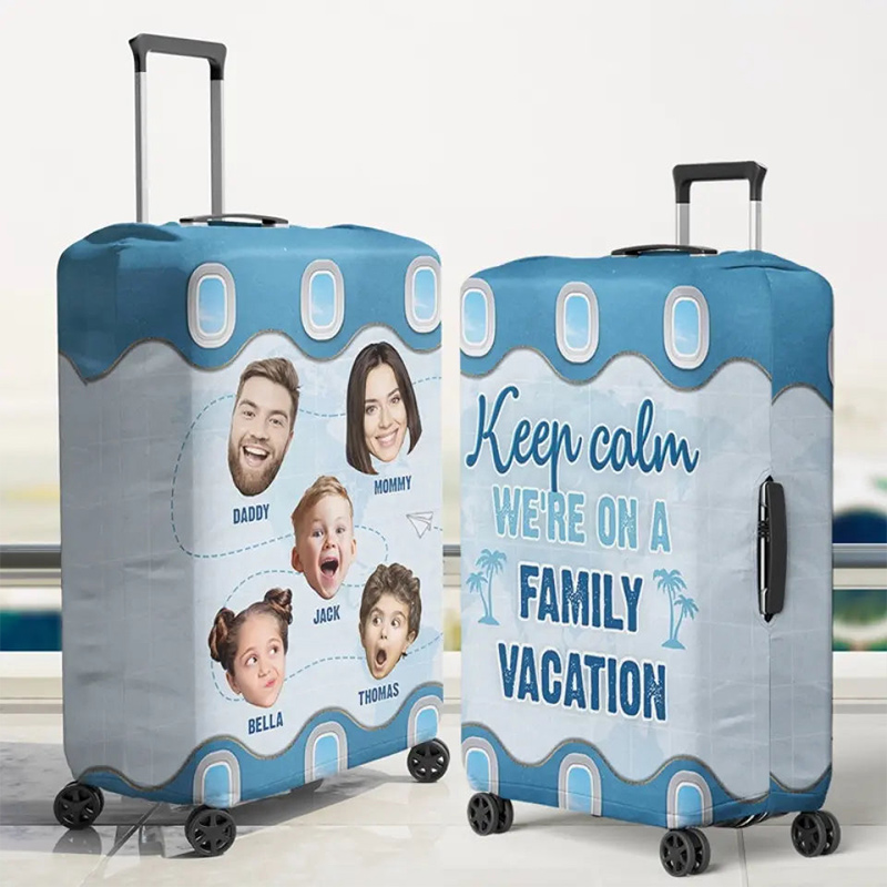 Personalized Photo Let's Get On The Family Vacation Luggage Cover Custom Family Summer Vacation Gift For Family Members