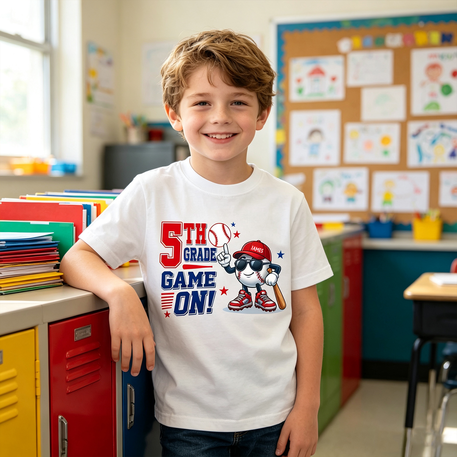 Personalized Kid's Shirt Baseball T-Shirt Custom Grade Batter Up Gift for Back To School