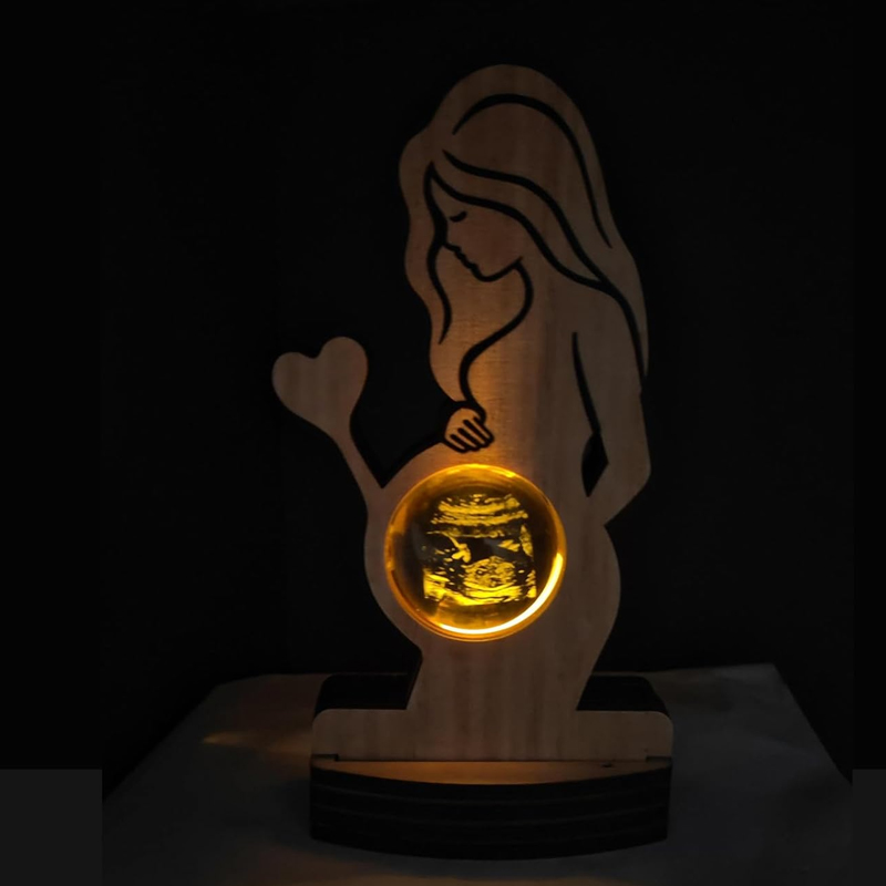 Personalized Baby Ultrasound Photo Frame Sign Customized B-ultrasound Photo 3d Crystal Ball Light Pregnant Wife Gifts From Husband Expecting Mom Gift