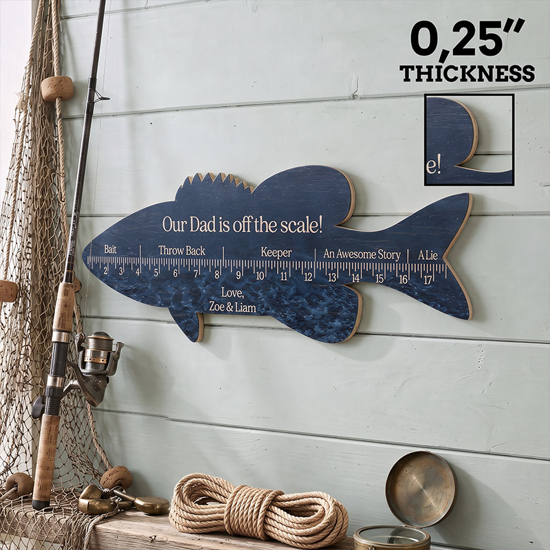 Personalized We Hooked the Best Dad Fish Ruler Wood Fish Ruler with Kids Name Eengraved Custom Birthday Gift for Dad Gift for Grandpa Dad Fishing Gift