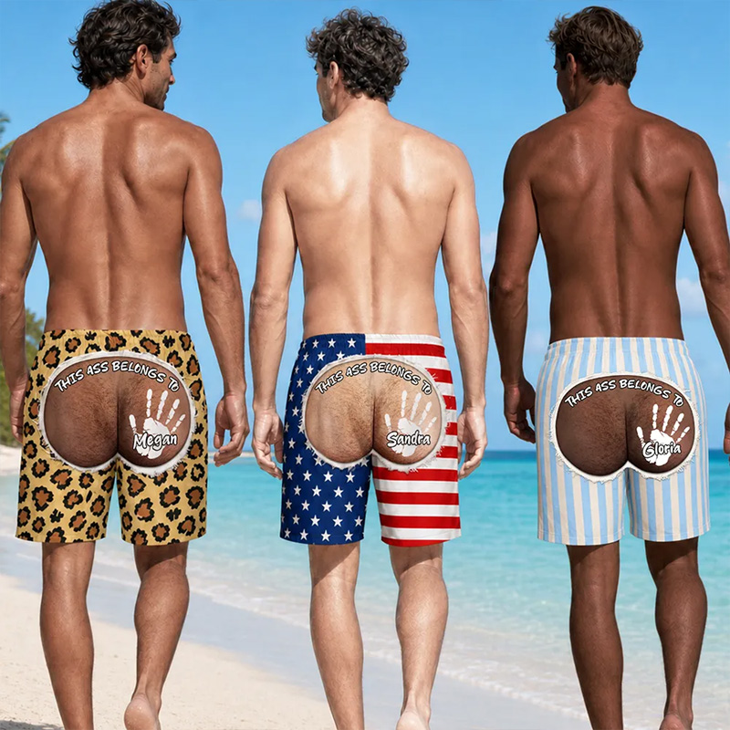Personalized Funny Love My Wife Beach Shorts