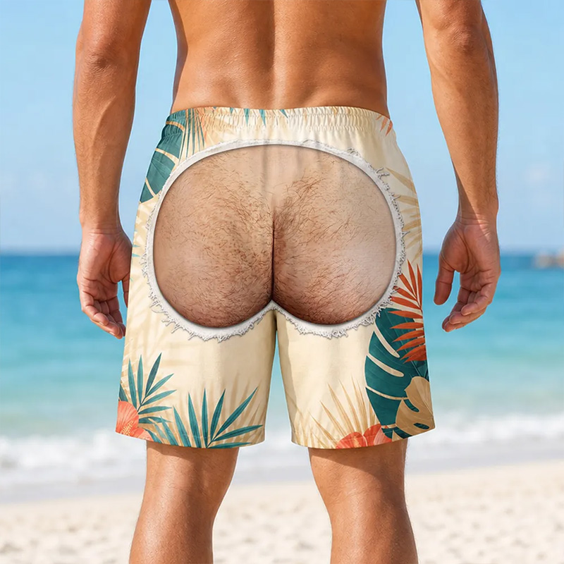 Personalized Funny Looking Cheeky Beach Shorts