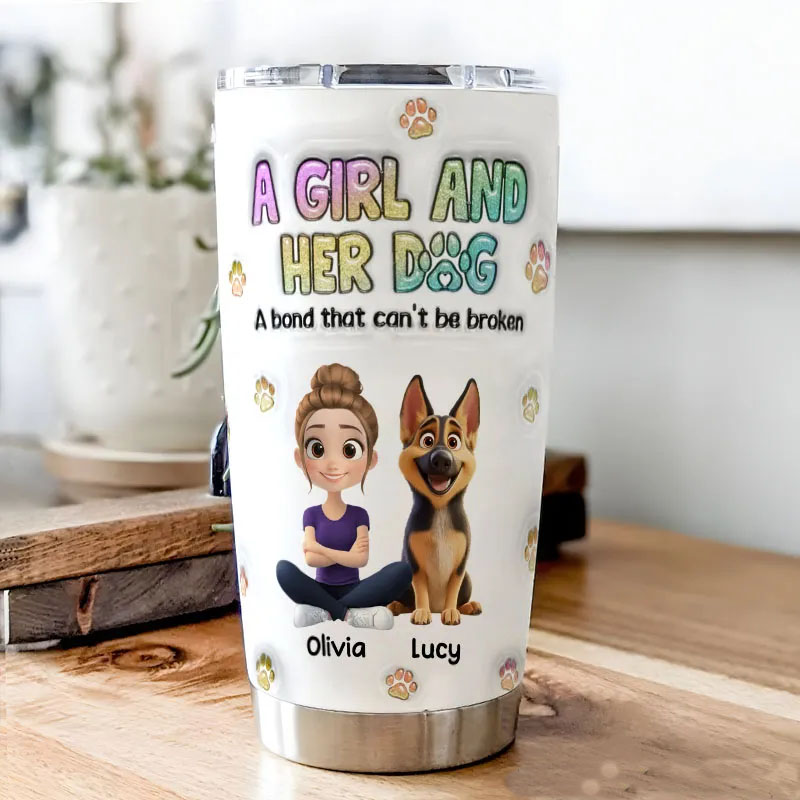 Personalized Dog Lover a Girl and Her Dog 20oz Tumbler