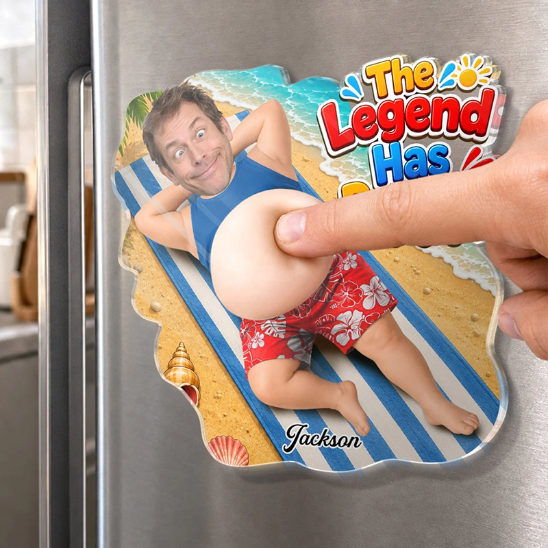 Personalized Photo Dad Bod Belly Squishy Acrylic Fridge Magnet Custom Funny Gifts For Dad Grandpa The Legend Has Retired