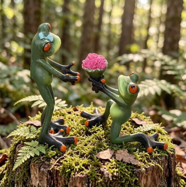 Resin Couple Frog Figurines