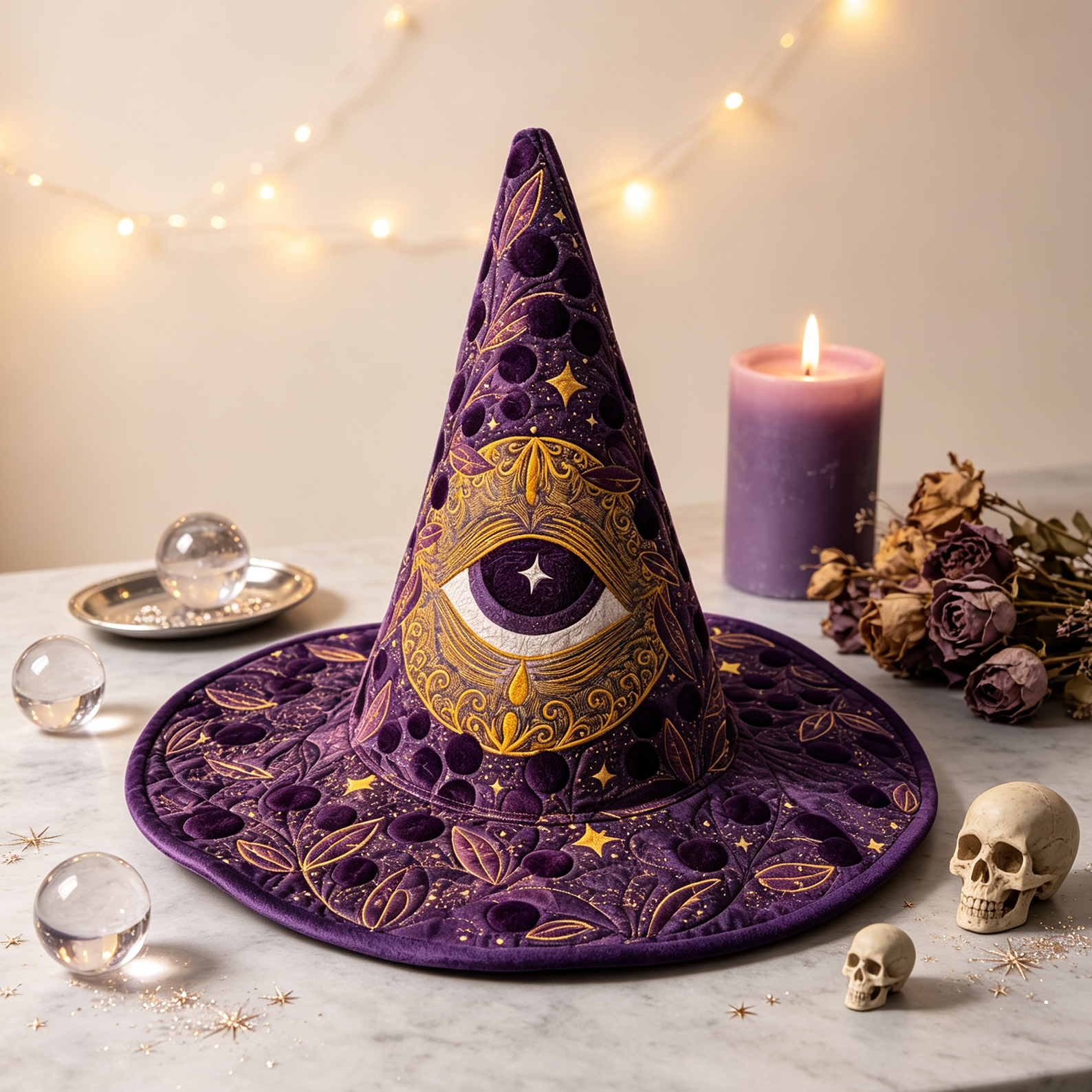 Eye Celestial Gothic Handcrafted Quilted Witch Hat Spooky Season Gift
