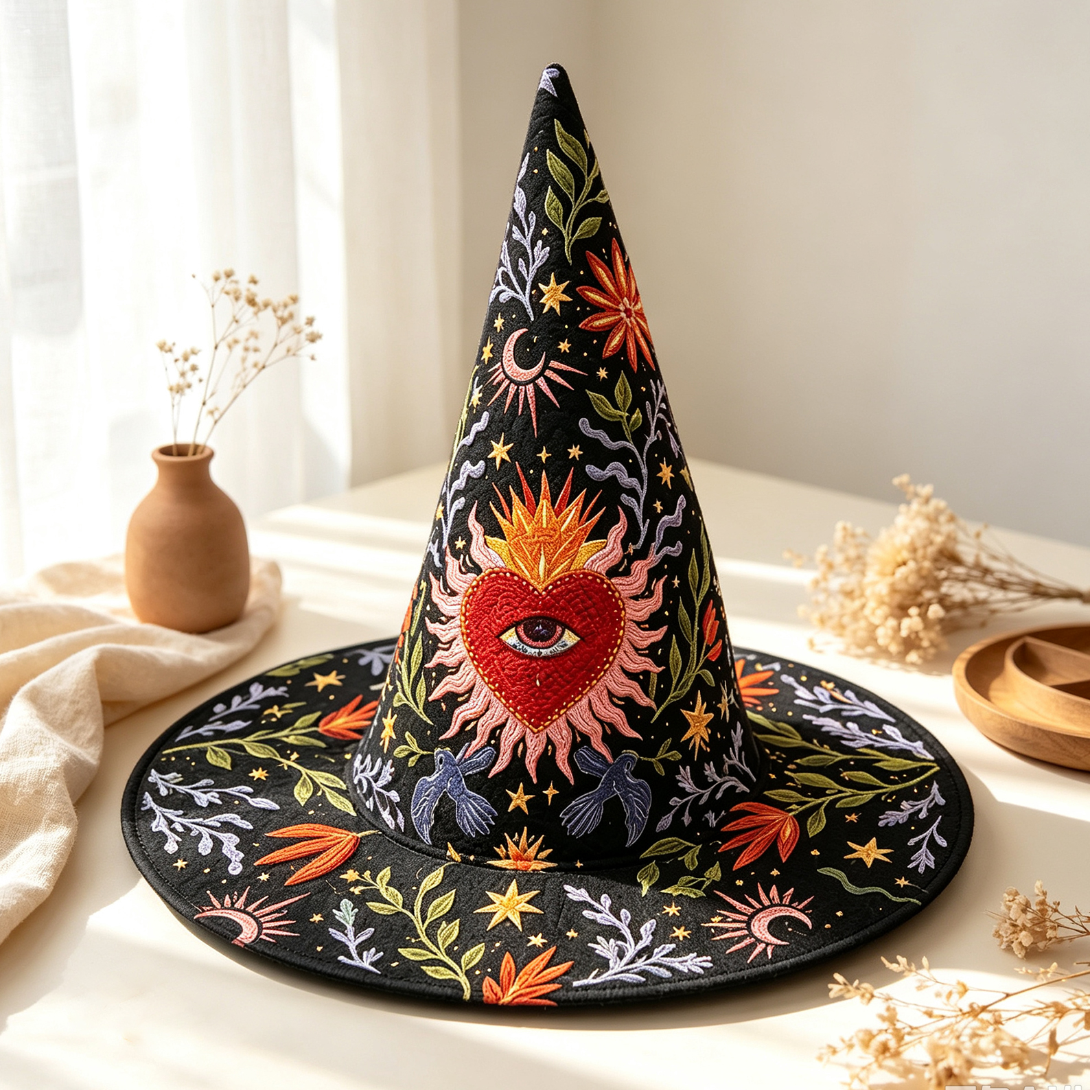Heart Handcrafted Quilted Witch Hat Spooky Season Gift