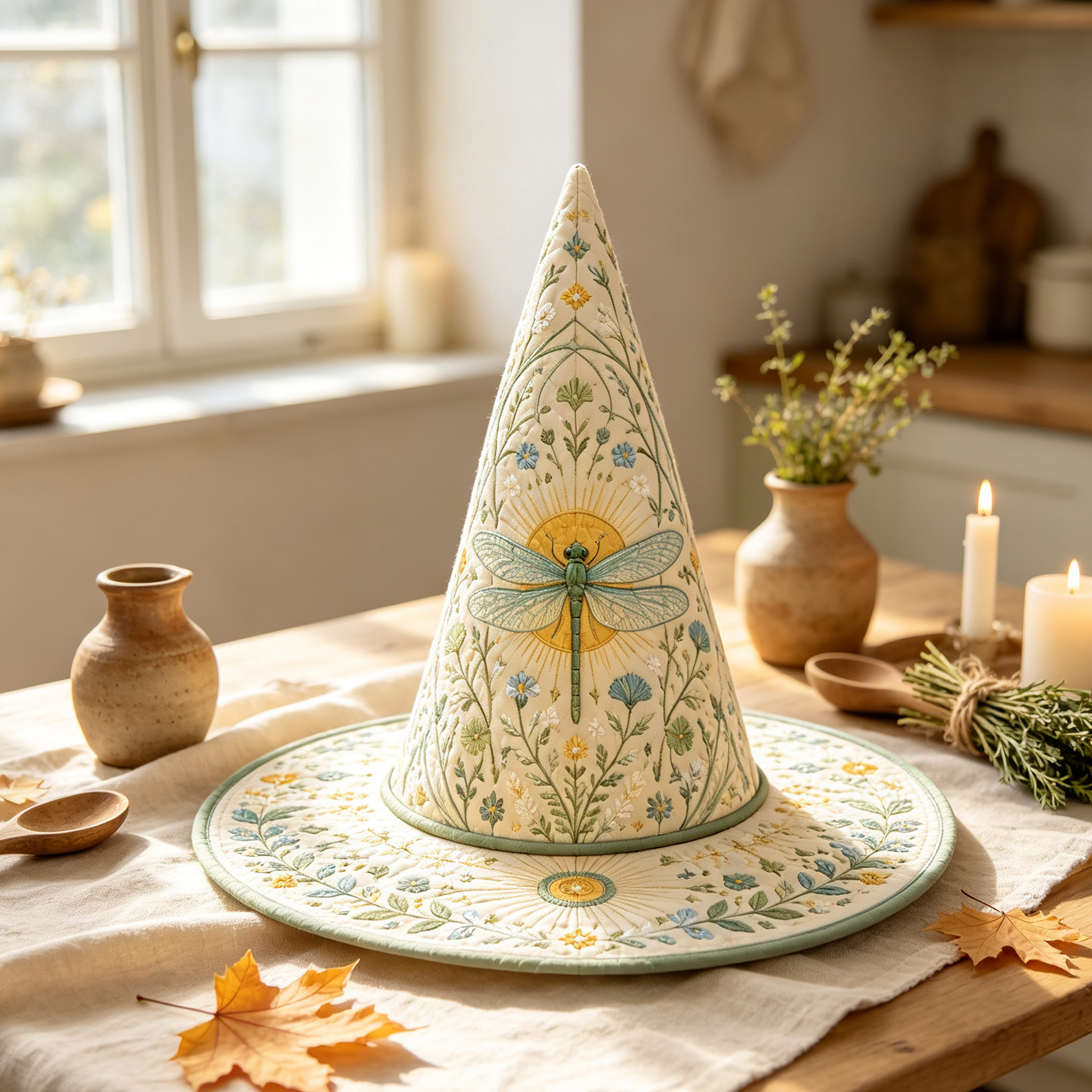 Garden Vintage Fairy Handcrafted Quilted Witch Hat