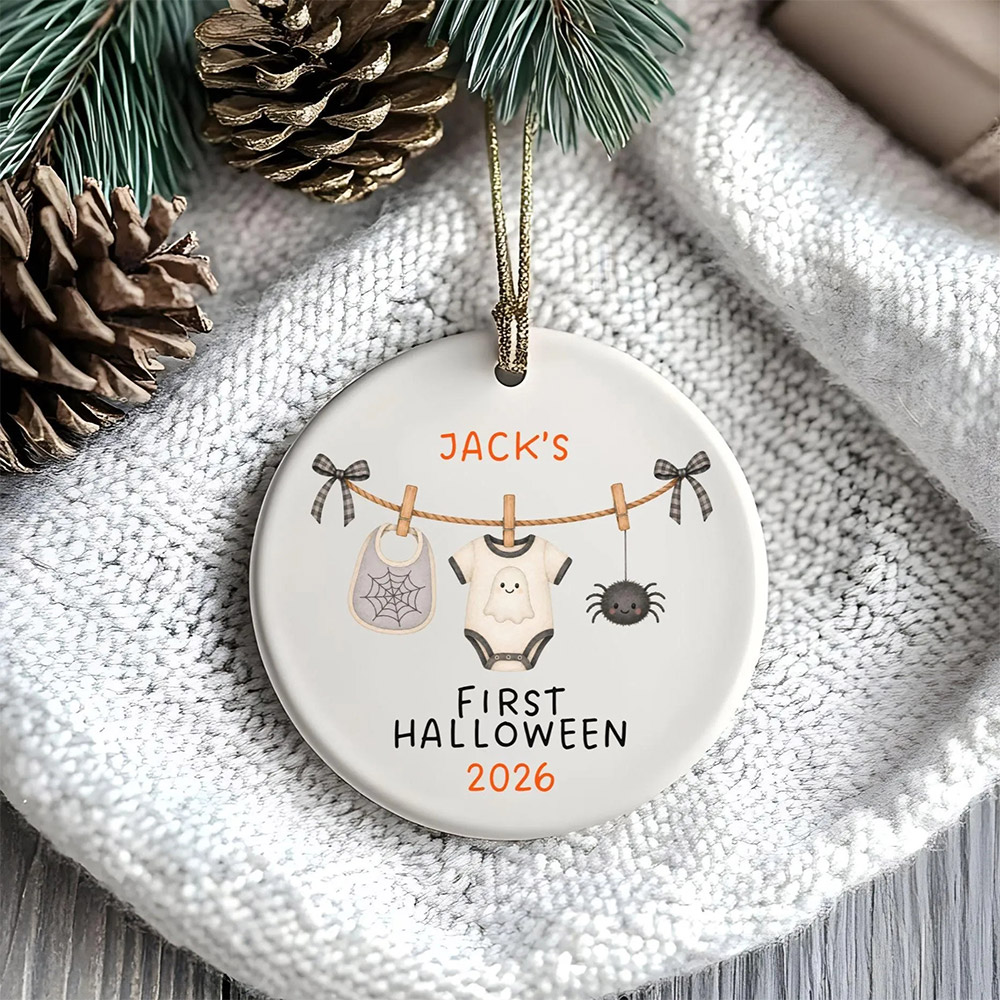 Personalized First Halloween Baby Ornament Custom Name & Year Keepsake