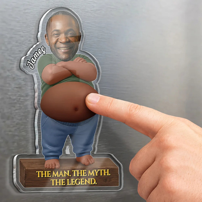Personalized Photo Funny Certified Dad Bod With Belly Custom Squishy Acrylic Fridge Magnet Birthday Gift Fishing Lover Gift