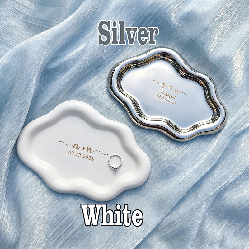 Personalized Initials Jewelry Tray for Bride Custom Wedding Cloud Trinket Dish Personalized Engagement Ring Holder Bridesmaid Proposal Gift