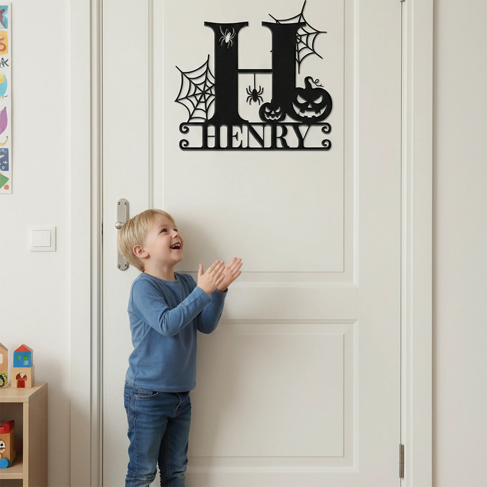 Personalized Halloween Initial Name Sign Door Decoration Halloween Gift