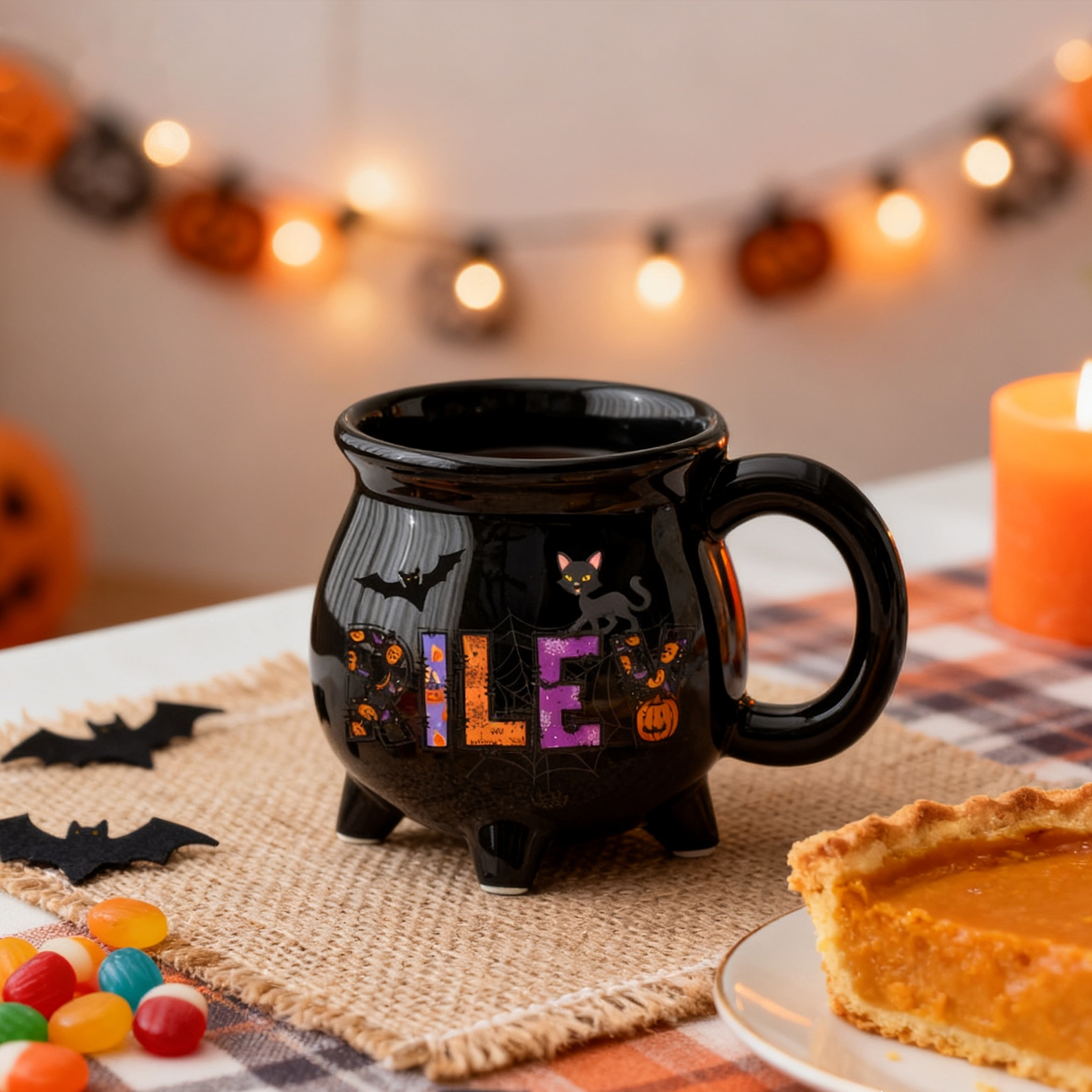 Personalized Halloween Ceramic Witch Mug Spider Web with Custom Name Gift for Halloween