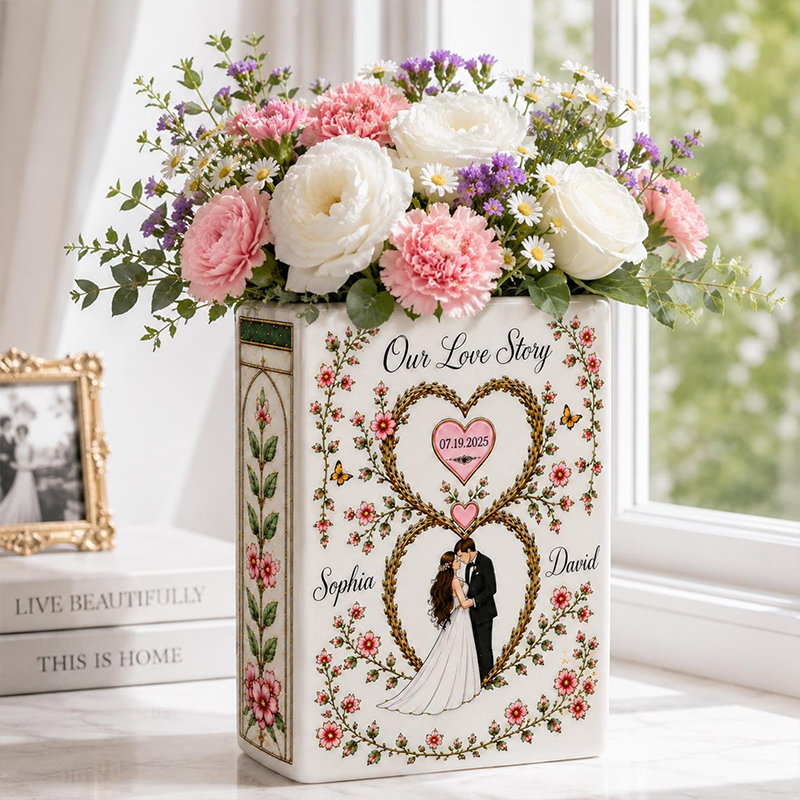 Personalized Book Vase With Name Couple Name Wedding Decor 2026