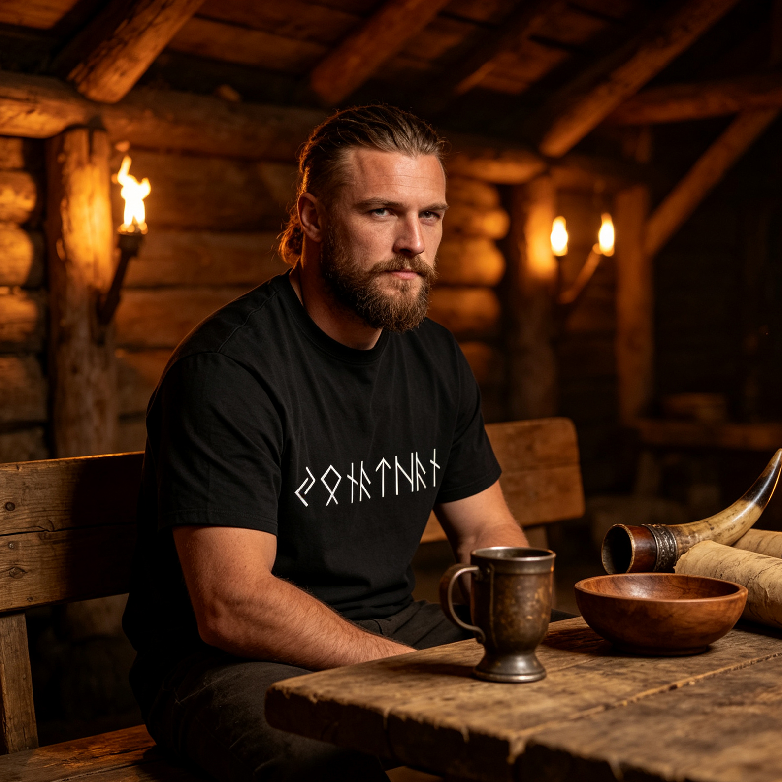 Personalized Classic T-Shirt Custom Name In Runes Viking Gift for Him