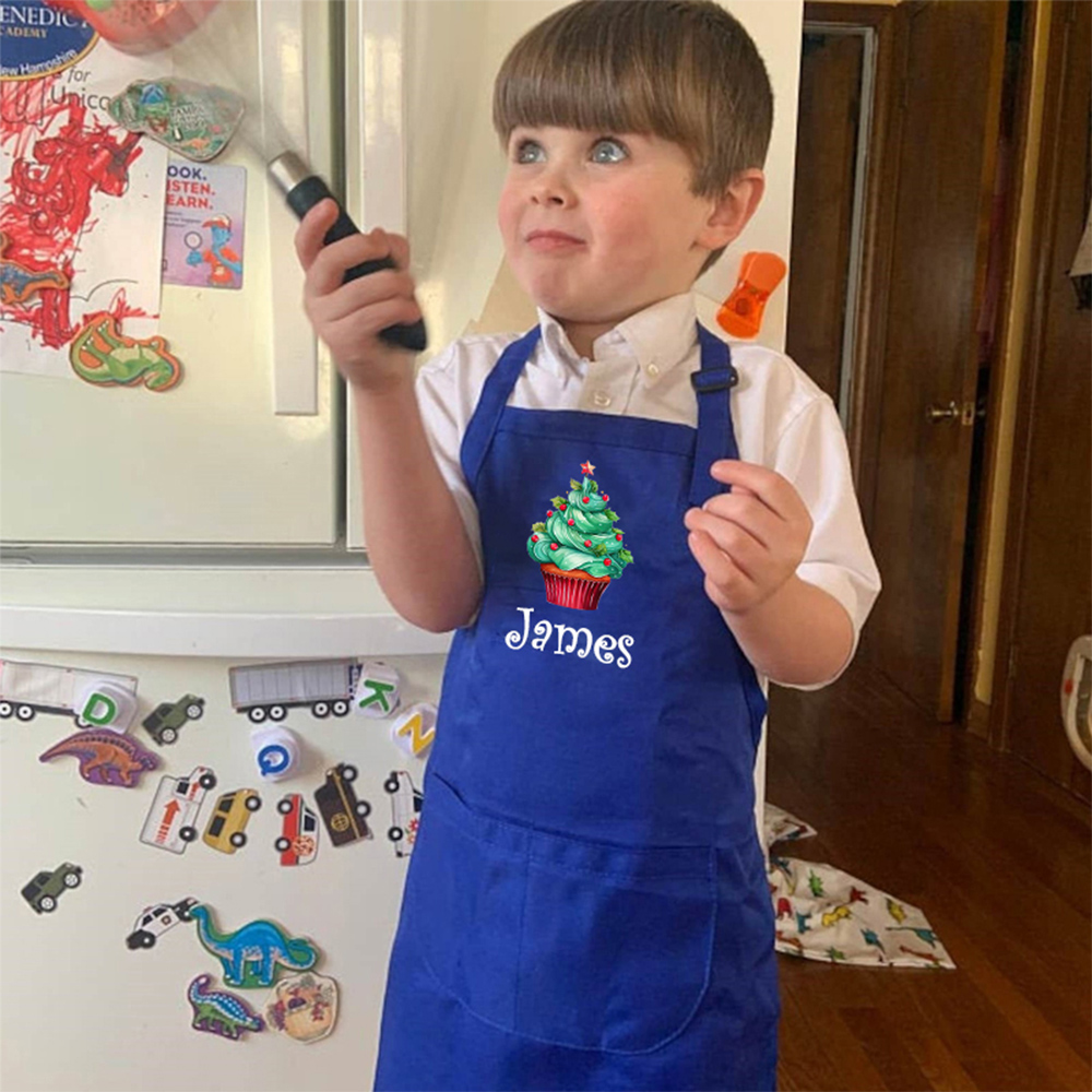 Personalized Kids Chef Apron and Hat Set Custom Name Colorful Gift for Kids