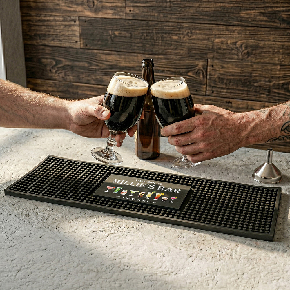 Personalized Bar Mat Home Bar Pub Accessories Art Rubber Bartender Mat