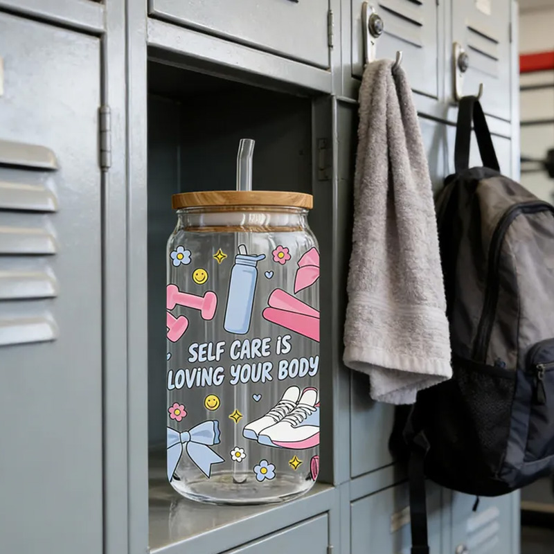 Personalized Gym Water Glasses Self Care Gym Girl Fitness Exercise Glass Gym Fuel Workout Motivational Glass Tumbler Birthday Gift for Gym Lover 