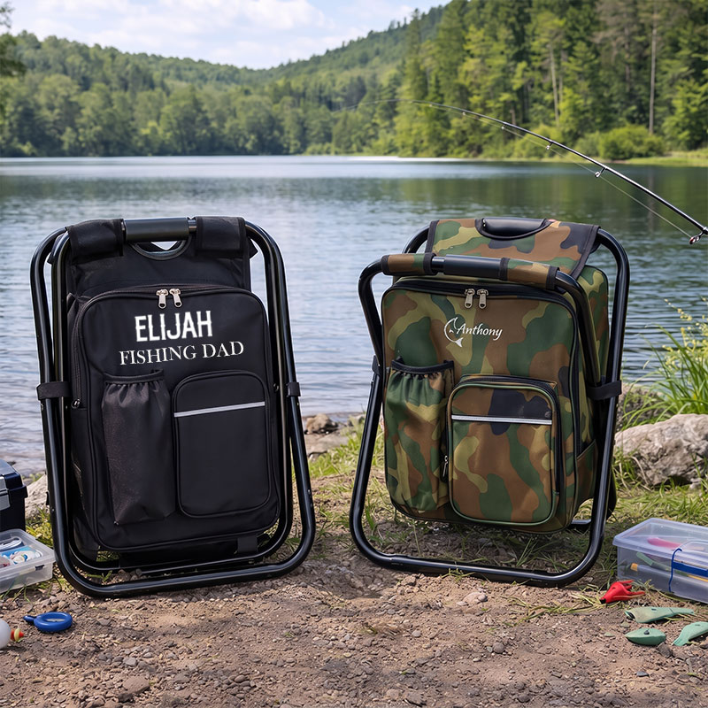 Personalized Fishing Dad Cooler Chair Backpack with Name Monogrammed Custom Outdoor Lover Gift Fishing Gifts for Dad Grandpa